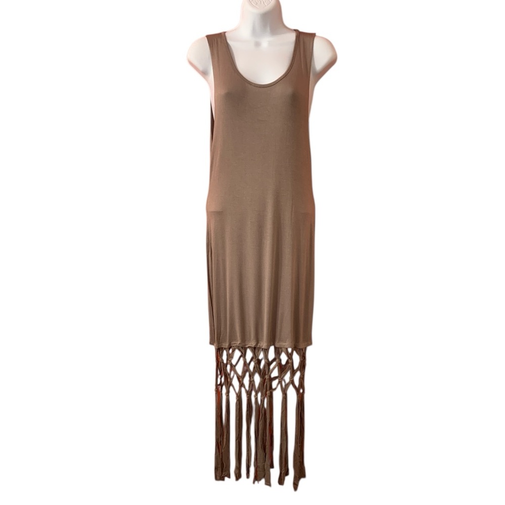 Sleeveless Tan Fringe Dress Women S